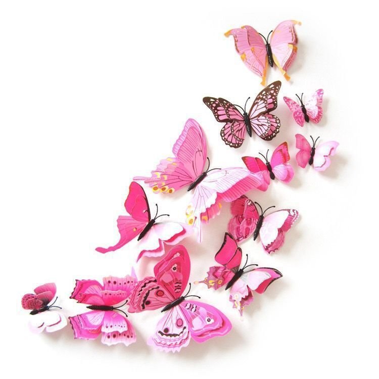 12 Style 12pc/set Double Layer Butterfly Magnet 3d Wall Sticker Creative Living Room Background Wall Decor Pvc Sticker For Party