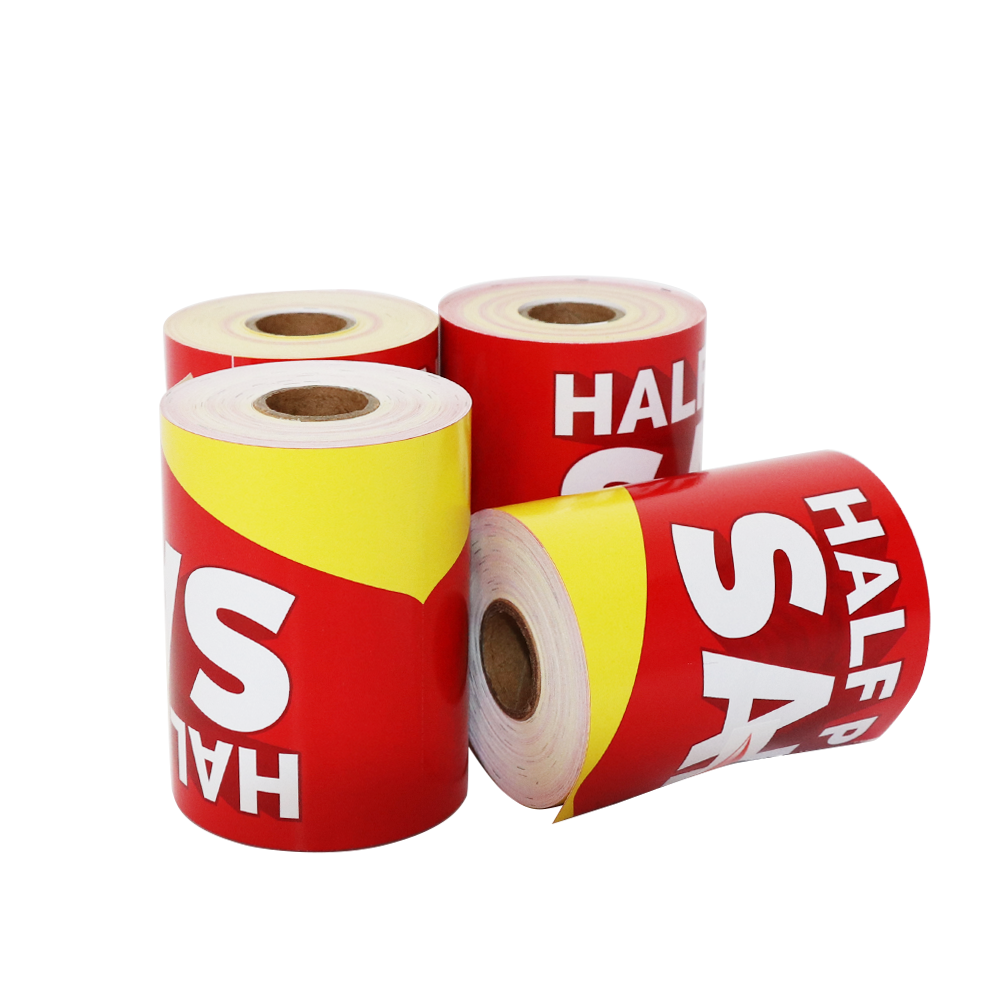 Custom Flexography Printed Cardboard Tag Adhesive Thermal Sticker Supermarket Display Retail Sales Shelf Price Label Printing
