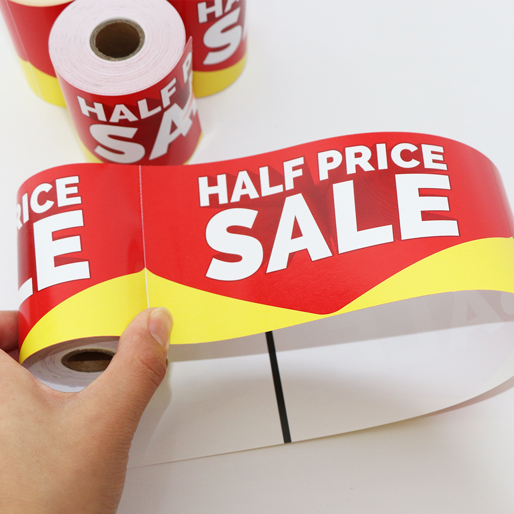 Custom Flexography Printed Cardboard Tag Adhesive Thermal Sticker Supermarket Display Retail Sales Shelf Price Label Printing