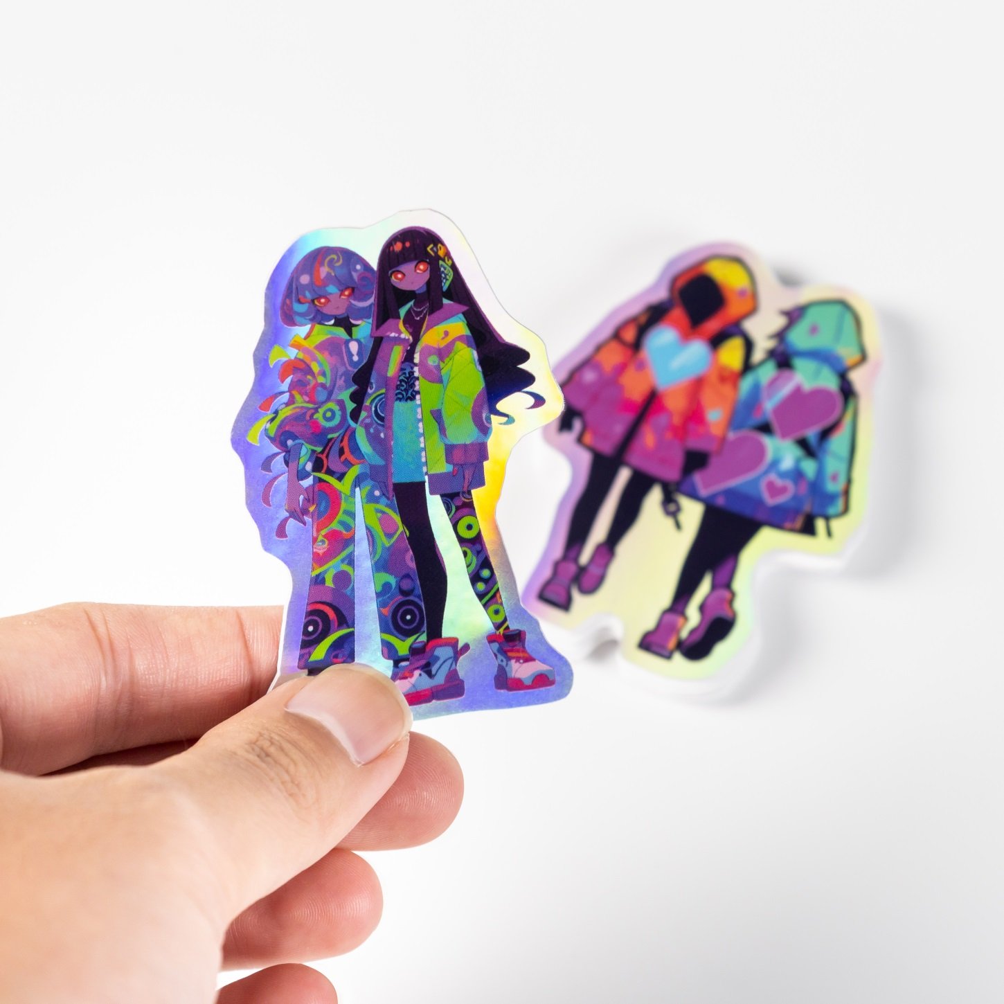 custom high quality logo waterproof holographic crushed glass vinyl kiss cut stickers paper set premium packaging labels
