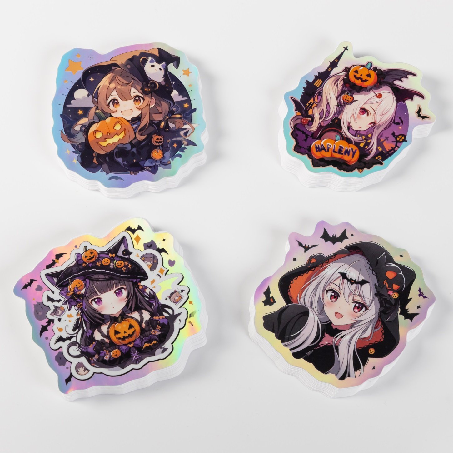 custom high quality logo waterproof holographic crushed glass vinyl kiss cut stickers paper set premium packaging labels
