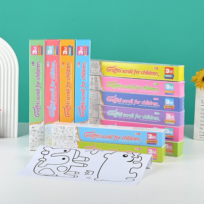 Wholesale 12 Cartoon-Themed DIY Easy-to-Paste Indoor Entertainment Toys Graffiti Sticker Wallpaper for Kids Made from Art Paper