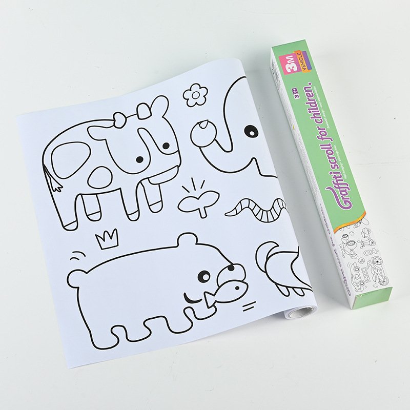 Wholesale 12 Cartoon-Themed DIY Easy-to-Paste Indoor Entertainment Toys Graffiti Sticker Wallpaper for Kids Made from Art Paper