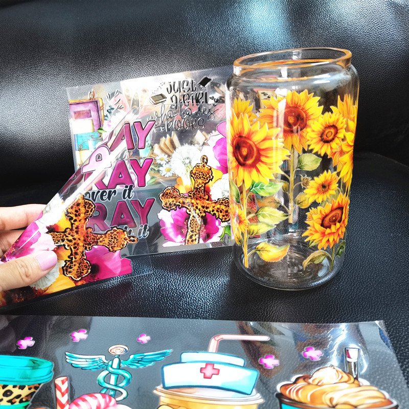 Double Side religion faith god custom 16oz glass cup dtf cup wraps transfer sticker uv dtf cup wrap transfers uvdtf wraps