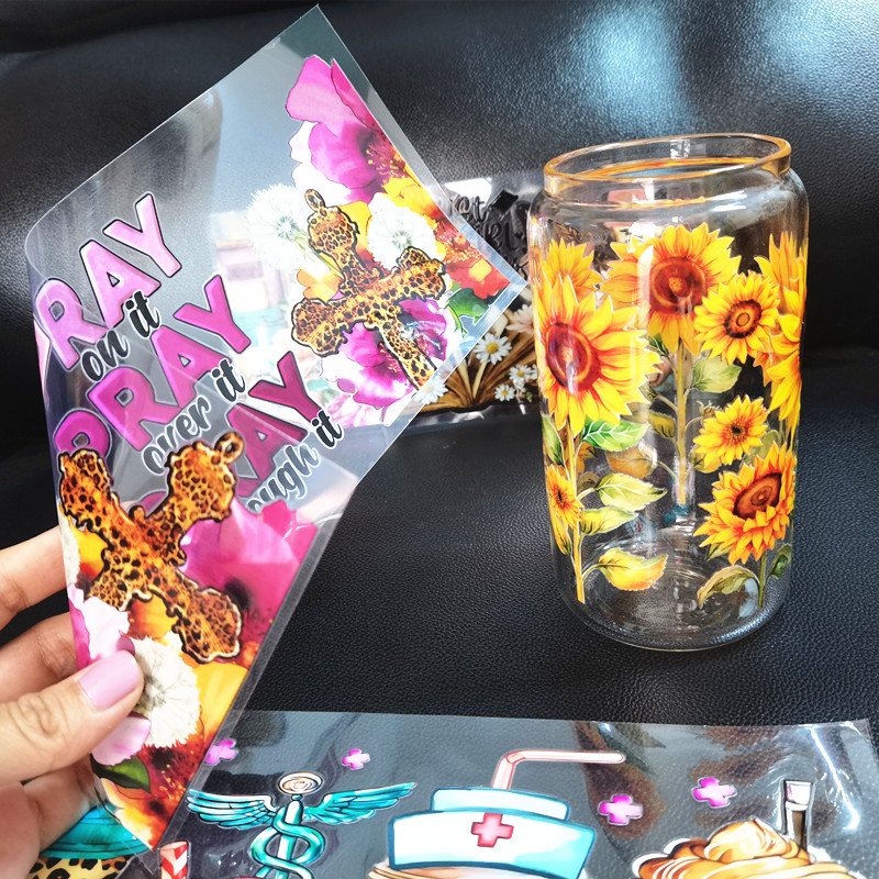 Double Side religion faith god custom 16oz glass cup dtf cup wraps transfer sticker uv dtf cup wrap transfers uvdtf wraps