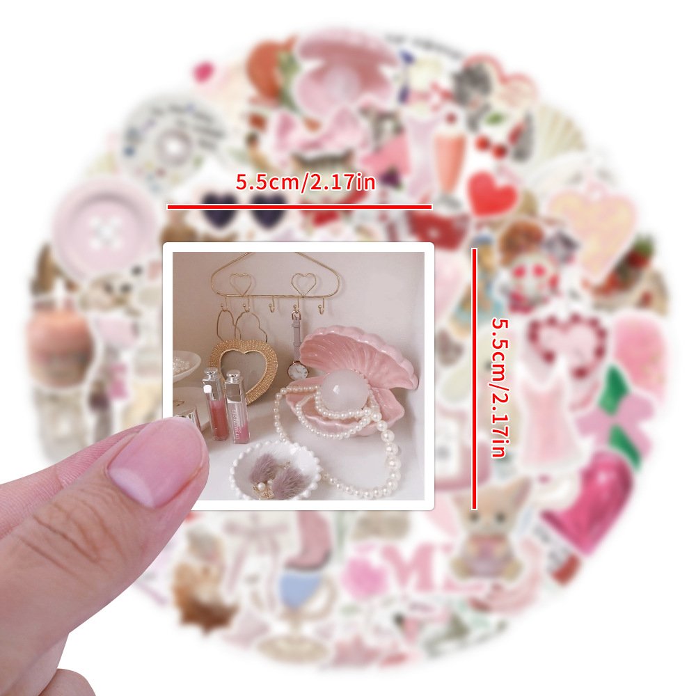 ZY2833C 120Pcs Cute Pink Coquette Graffiti DIY Stickers Decorative Cup Guitar Laptop Luggage Vinyl Waterproof Stickers