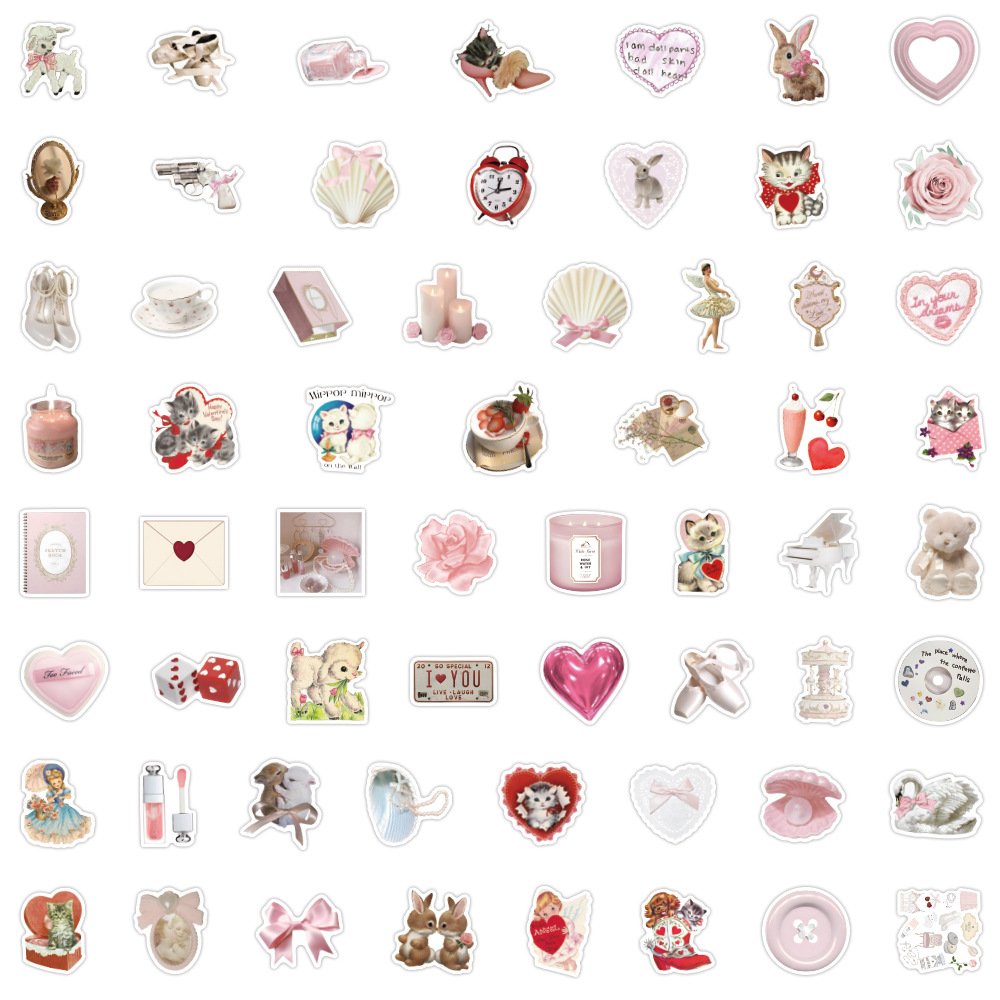 ZY2833C 120Pcs Cute Pink Coquette Graffiti DIY Stickers Decorative Cup Guitar Laptop Luggage Vinyl Waterproof Stickers