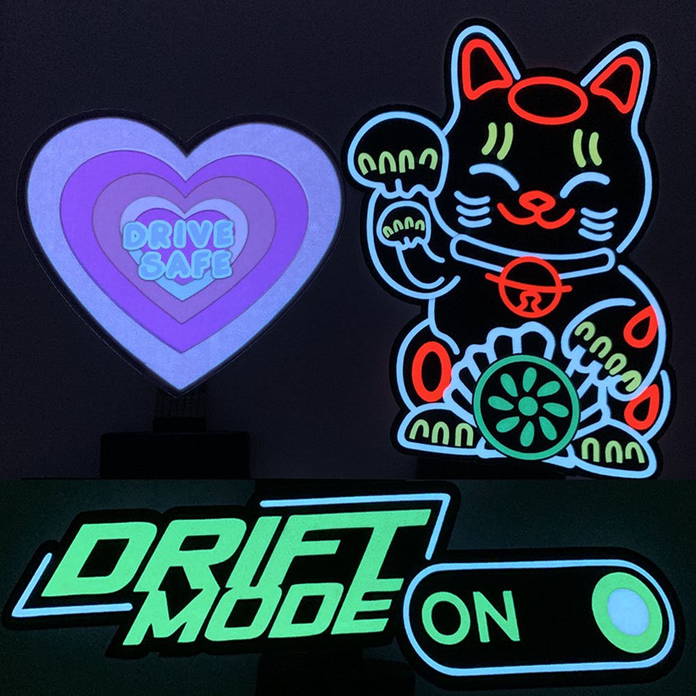 EL Glow Wanted EL glow sticker for car electric sticker glow in the dark led light up 5 stars wanted sticker for car decoration