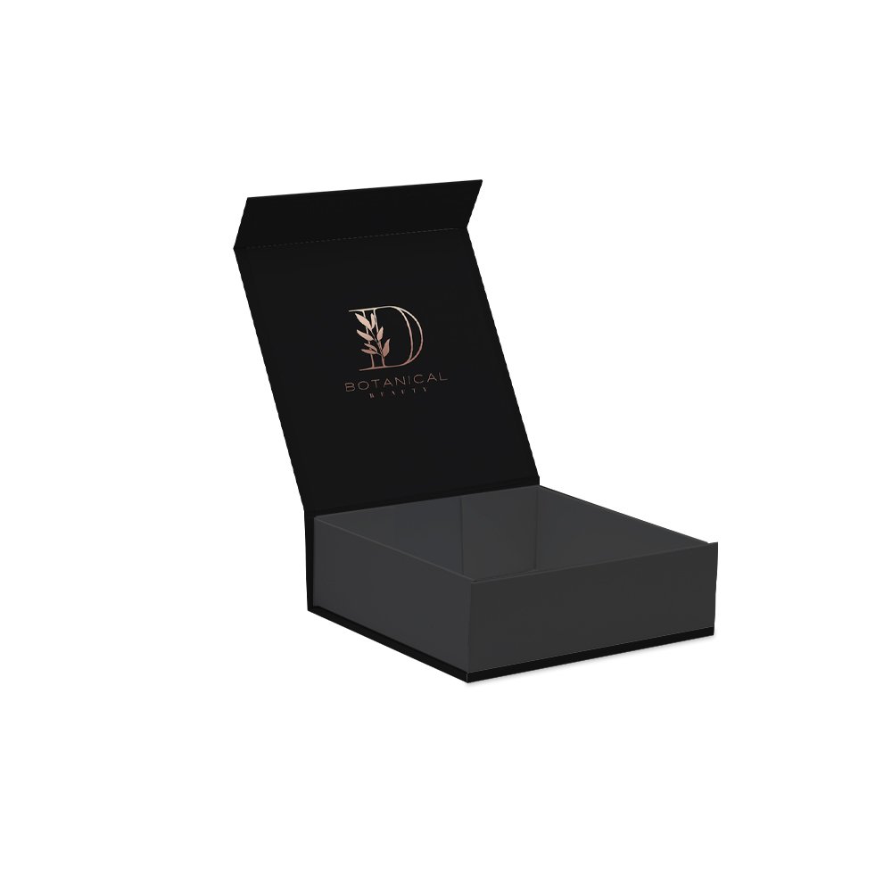 custom black paper square cardboard magnet lid closure collapsible gift boxes packaging box with foam insert