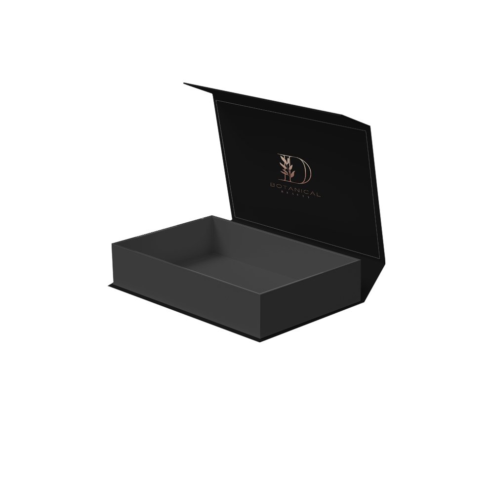 custom black paper square cardboard magnet lid closure collapsible gift boxes packaging box with foam insert