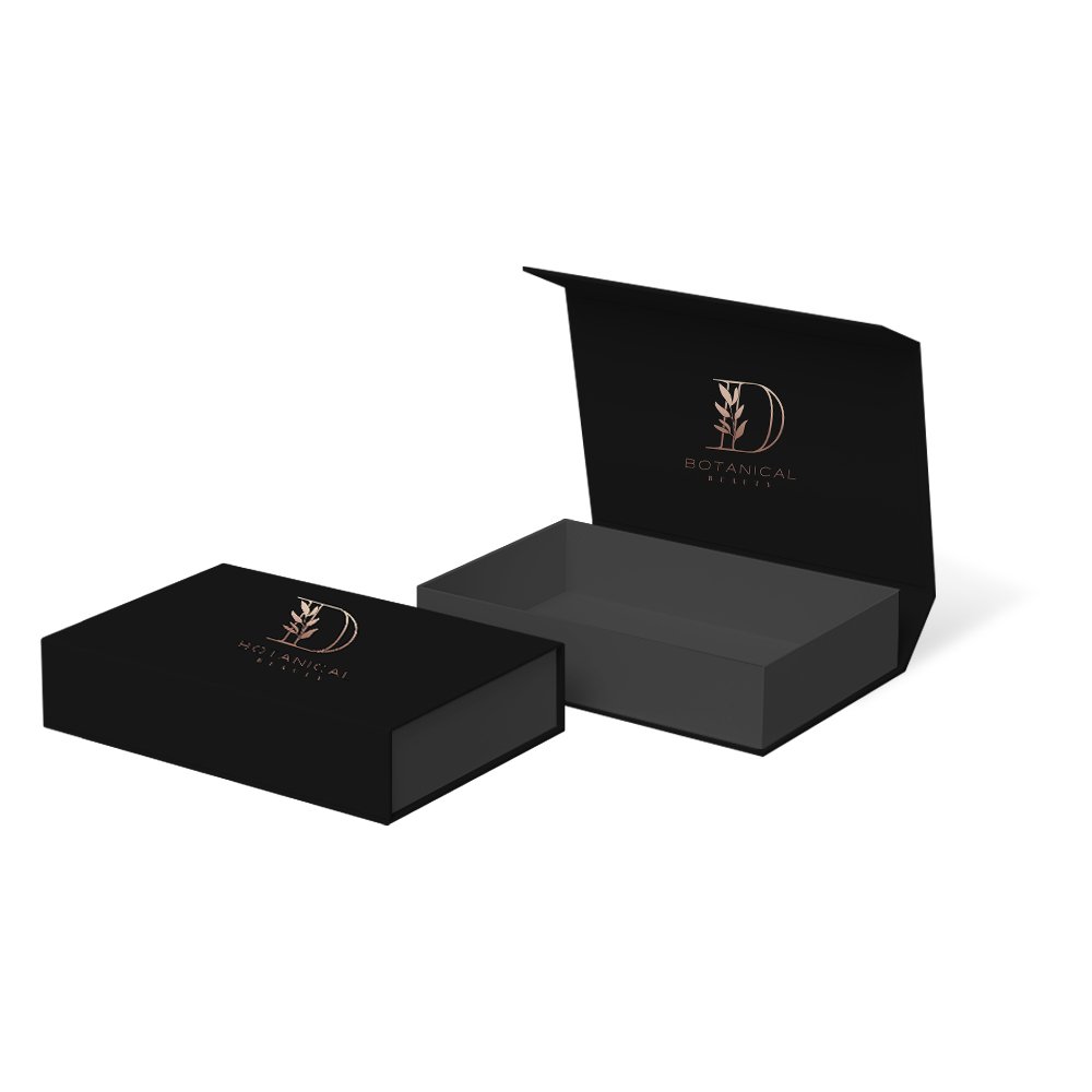 custom black paper square cardboard magnet lid closure collapsible gift boxes packaging box with foam insert