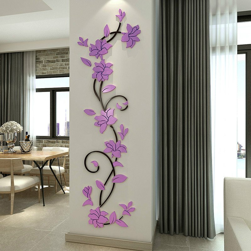 3D crystal three-dimensional flower wall sticker TV sofa background wall acrylic wall sticker porch home decoration sticker