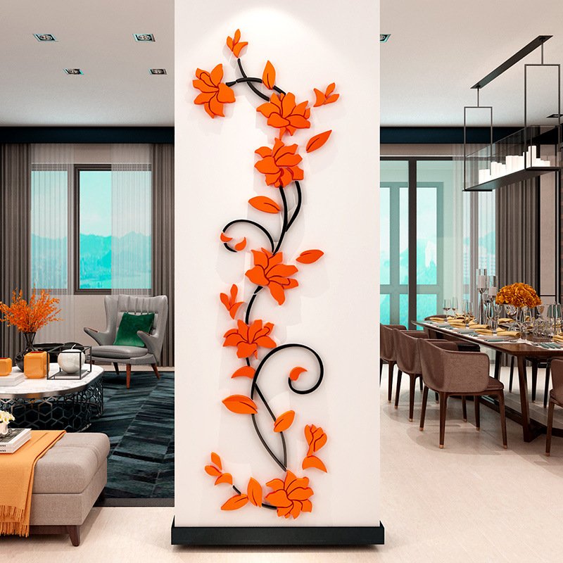 3D crystal three-dimensional flower wall sticker TV sofa background wall acrylic wall sticker porch home decoration sticker