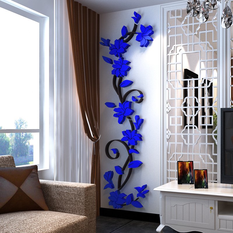 3D crystal three-dimensional flower wall sticker TV sofa background wall acrylic wall sticker porch home decoration sticker