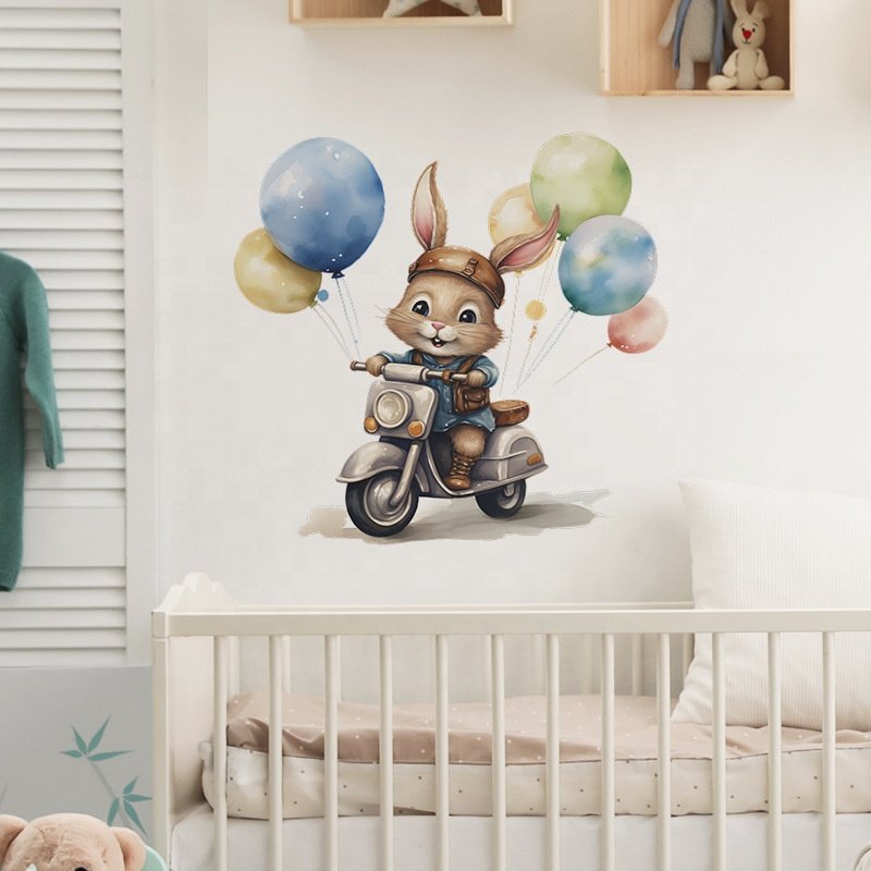 High quality balloon motorcycle rabbit sticker die cut wall stickers 3d home decoration wall stickers for home decor