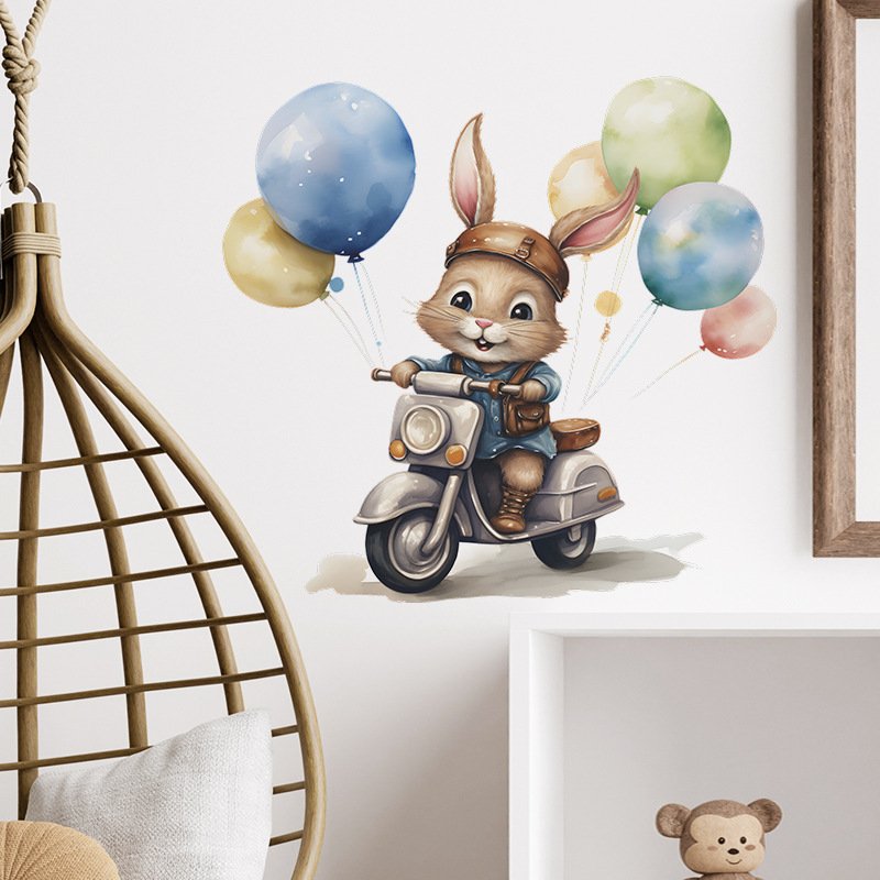 High quality balloon motorcycle rabbit sticker die cut wall stickers 3d home decoration wall stickers for home decor