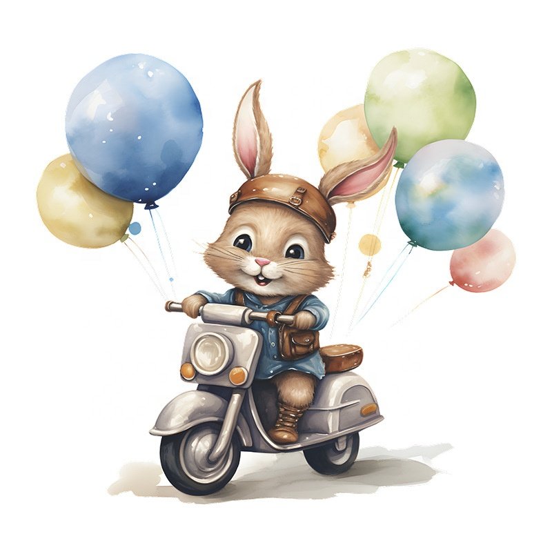 High quality balloon motorcycle rabbit sticker die cut wall stickers 3d home decoration wall stickers for home decor