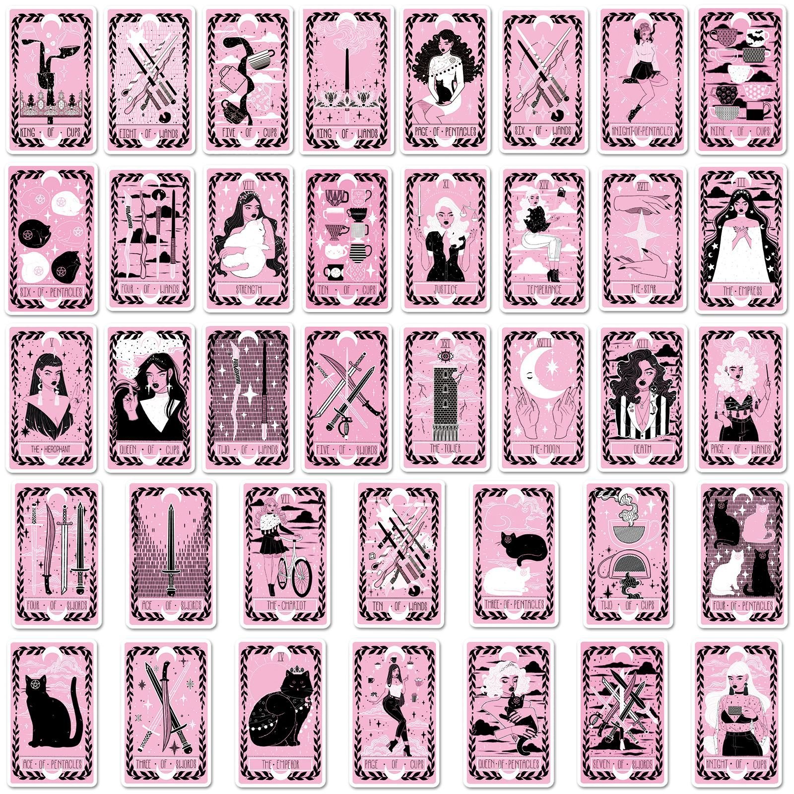 78PCS Black pink myth astrology divination tarot card sticker
