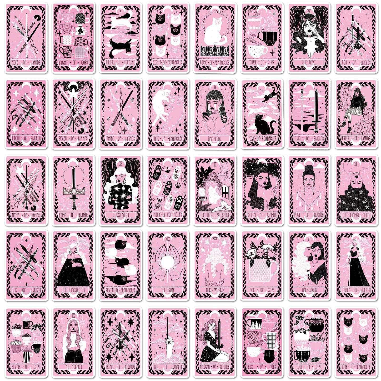78PCS Black pink myth astrology divination tarot card sticker