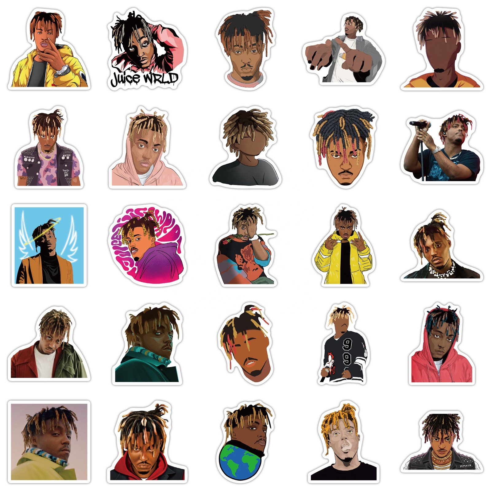 52Pcs Juice Wrld Hip Hop Singer Graffiti Sticker For Girl Notebook Water Bottle Luggage Laptop Vinyl Diy Stickers