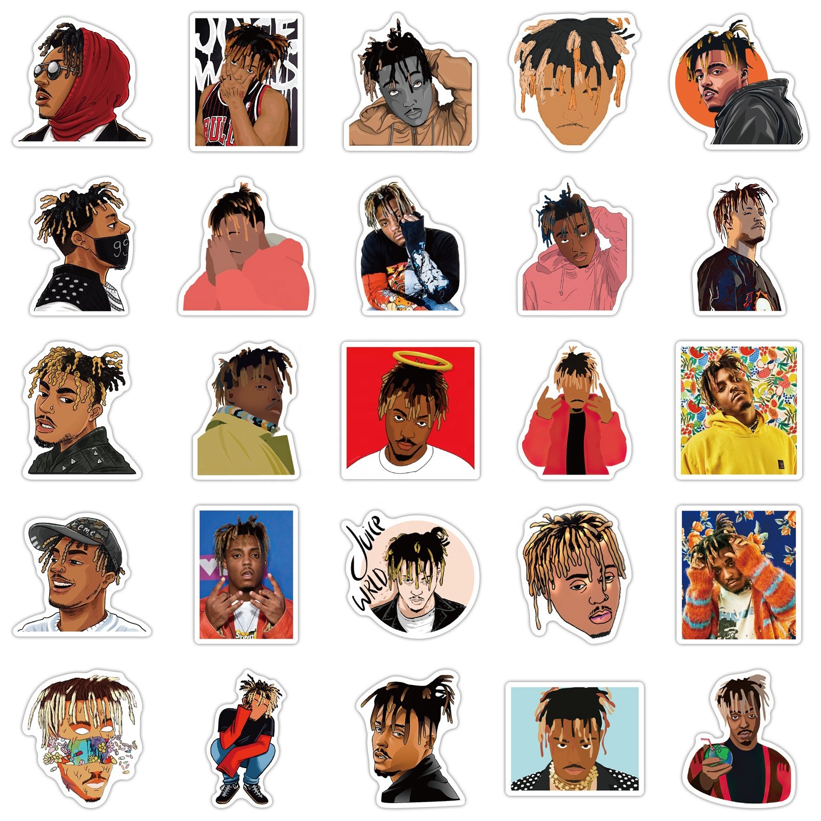 52Pcs Juice Wrld Hip Hop Singer Graffiti Sticker For Girl Notebook Water Bottle Luggage Laptop Vinyl Diy Stickers