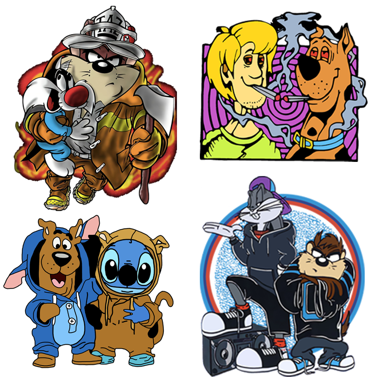 Classic Animation Stickers Patches on Heat Transfer Patch Decals for Clothing Backpack Pillow Covers DTF Printing for Garment
