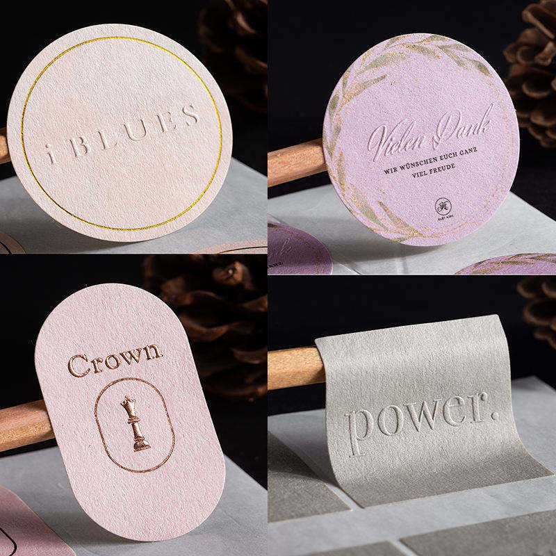 Adhesive Paper Custom Label Printing Gold Foil Embossed Logo Sticker