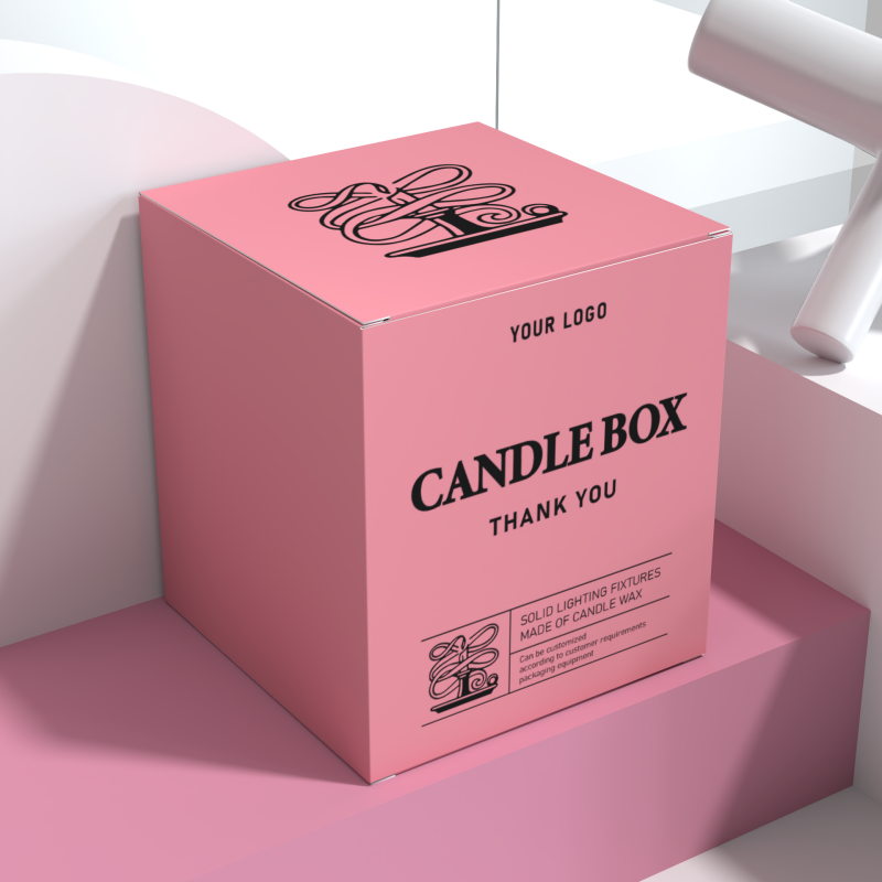 Wholesale Pink Candle Box Sticker Chalk Perfume Craft Paper Box Digital Printing Packaging Boxes with Lid Candle Jar