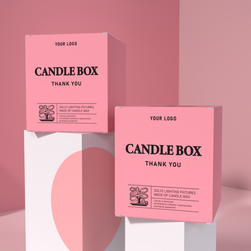 Wholesale Pink Candle Box Sticker Chalk Perfume Craft Paper Box Digital Printing Packaging Boxes with Lid Candle Jar