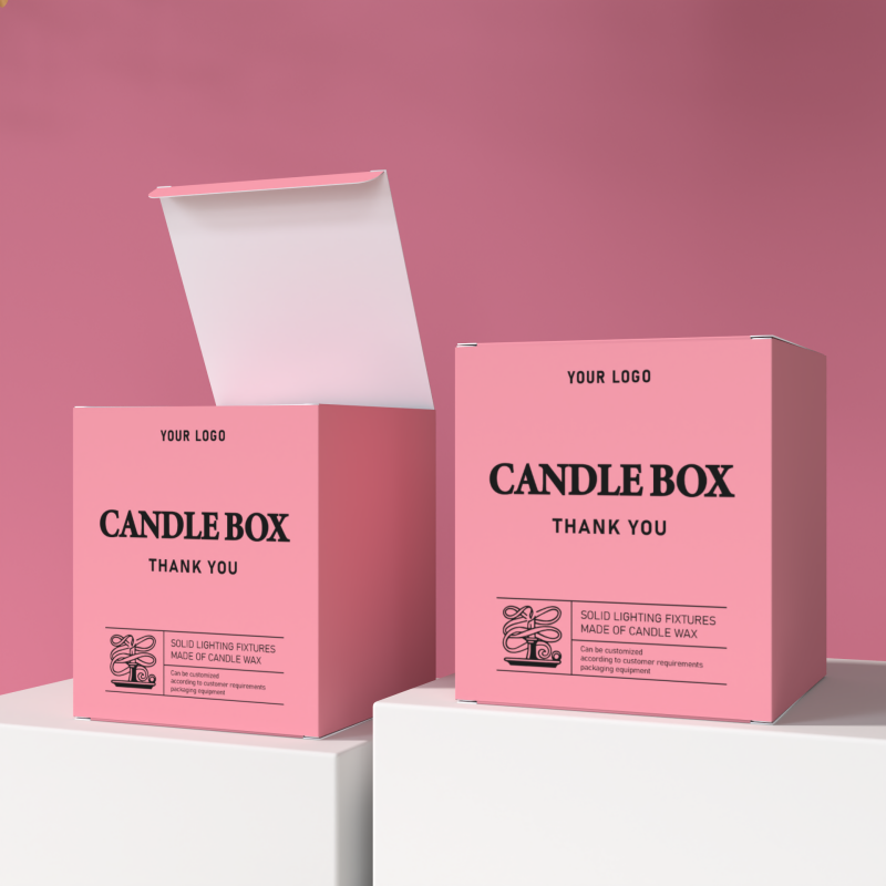 Wholesale Pink Candle Box Sticker Chalk Perfume Craft Paper Box Digital Printing Packaging Boxes with Lid Candle Jar