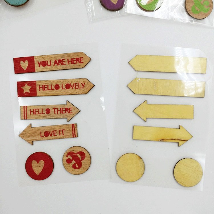 Custom Design Laser Cut Die Cut Wooden Sticker