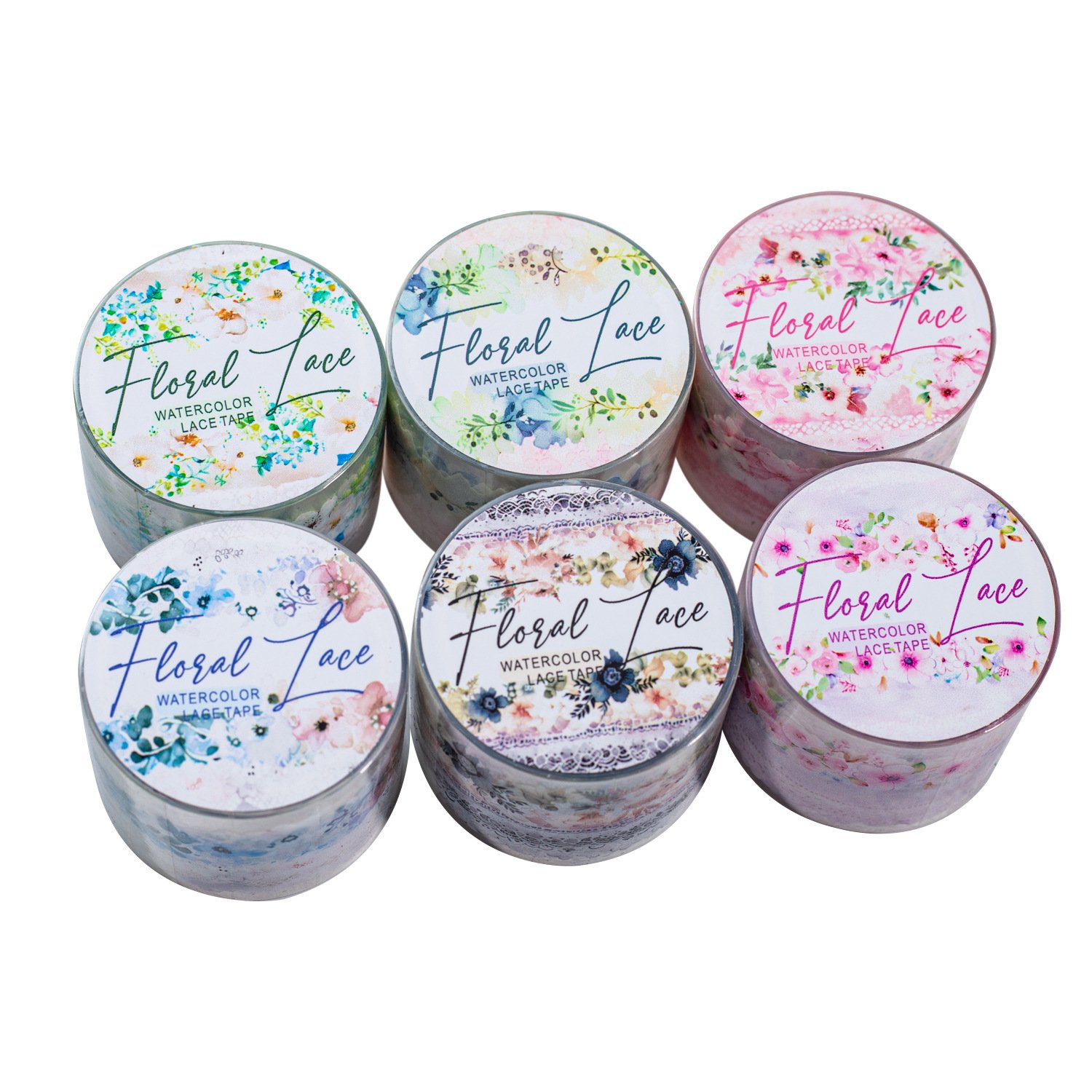 2M/Roll PET tape Flower lace series watercolor lace handbook decorative embellishment material stickers
