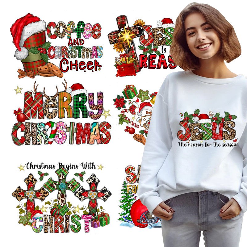 Christmas Dtf Transfers Ready to Press Custom Heat Transfer Designs Iron On Plastisol Sticker For T Shirts Clothes Bags Hats