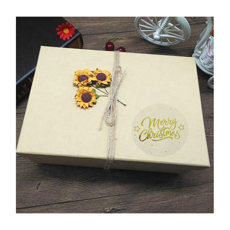 Transparent custom merry Christmas printing gold foil roll seal 1 inch stickers logo label 500 for gift