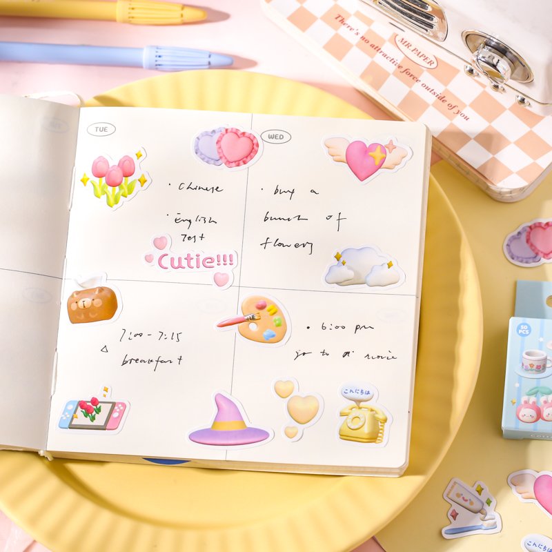 4 designs 50 pcs / set stickers cartoon character cute kawaii ins photo decoration stickers pack for Diary Scrap Book