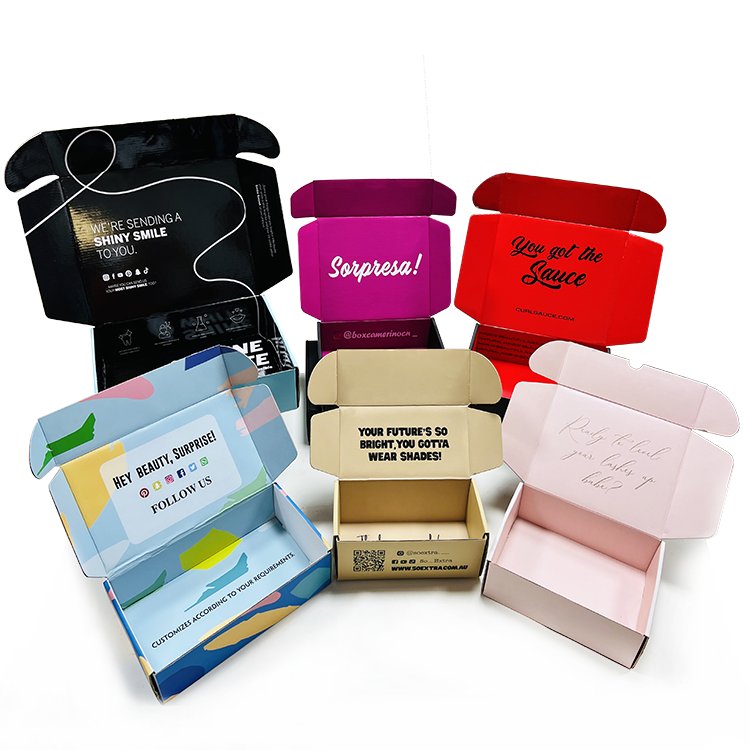 2022 Eco Custom Logo Gift Packaging Mailer Box Corrugated Pink Shipping Cardboard Box For Gift /Cosmetic/Apparel Packaging