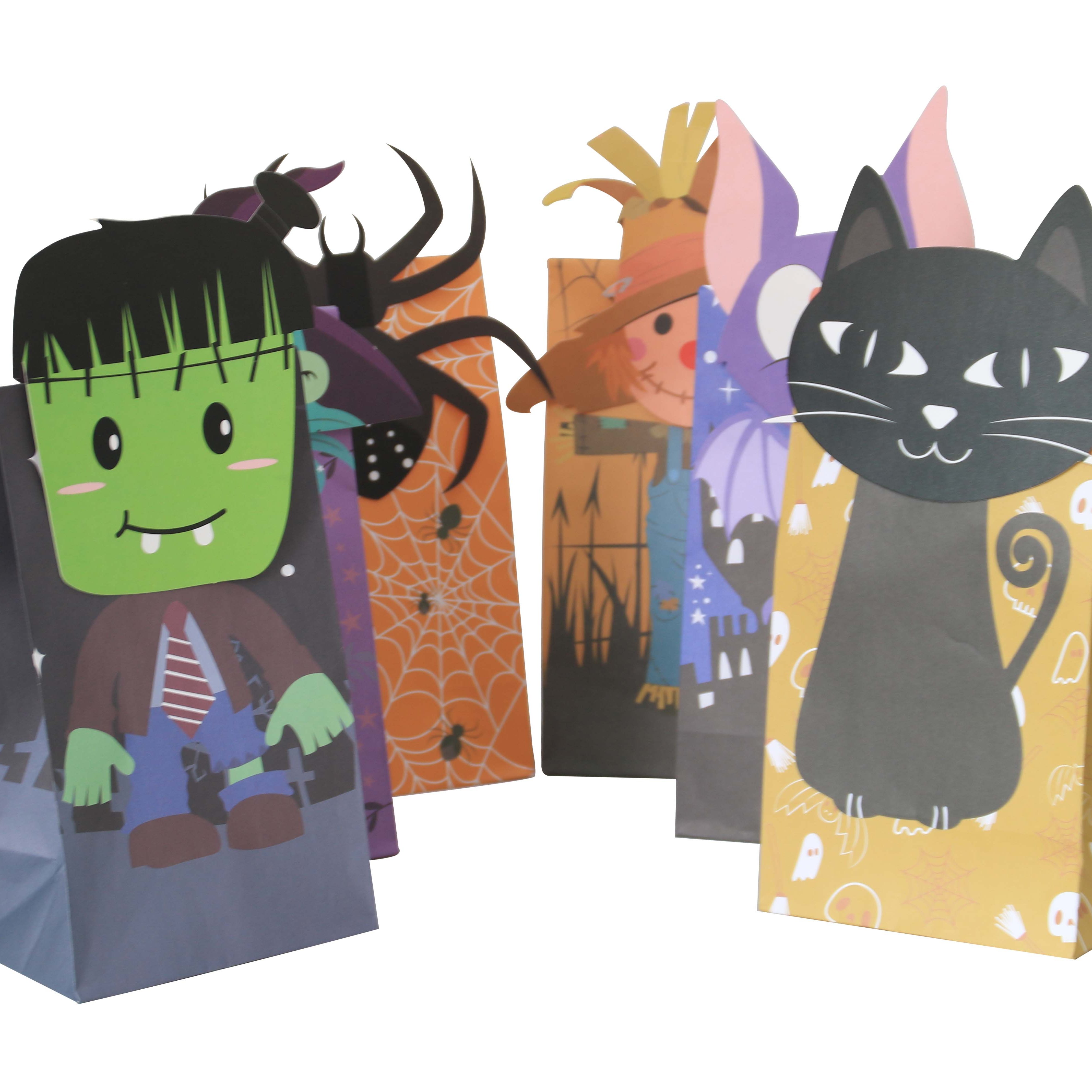 Halloween Die-Cut Flip Over Treat & Gift Bags Small Halloween Goodie Bags for Kids
