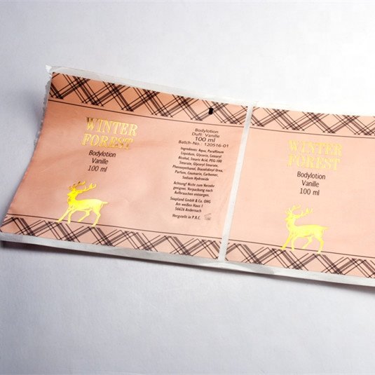 Custom Self Adhesive Logo Printed Vinyl Rose Gold Foil Stickers Transparent Clear Label Stickers