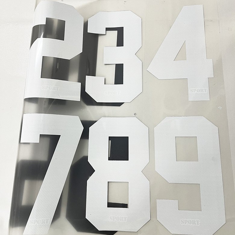 Custom wholesale ready to press screen vinyl number cold images t shirts iron on clothing sticker heat transfer printing label
