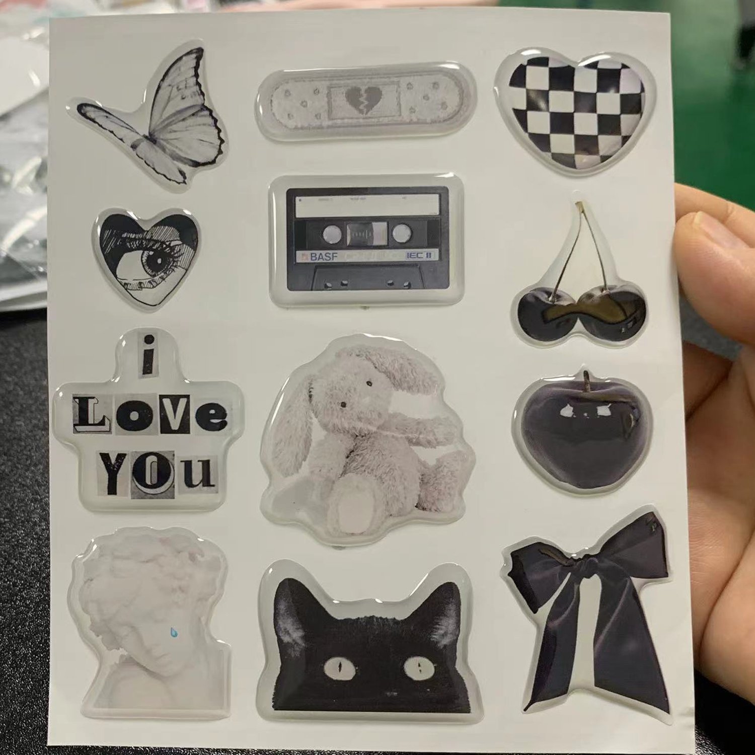 Wholesale 3D Phone Case Cover Sticker Printing Custom Printed Design Logo Epoxy Resin Dome kiss Cut Stickers Sheet With A6 Size