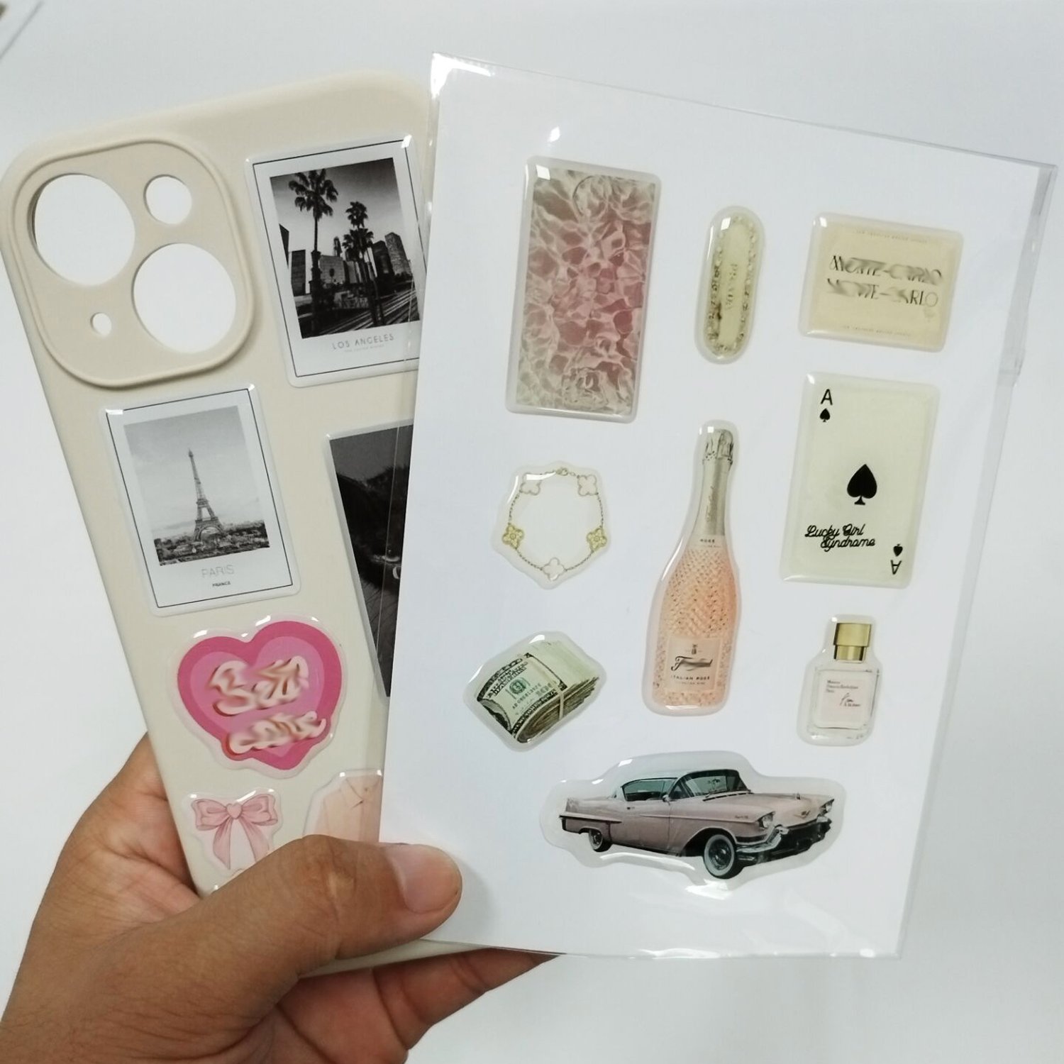 Wholesale 3D Phone Case Cover Sticker Printing Custom Printed Design Logo Epoxy Resin Dome kiss Cut Stickers Sheet With A6 Size