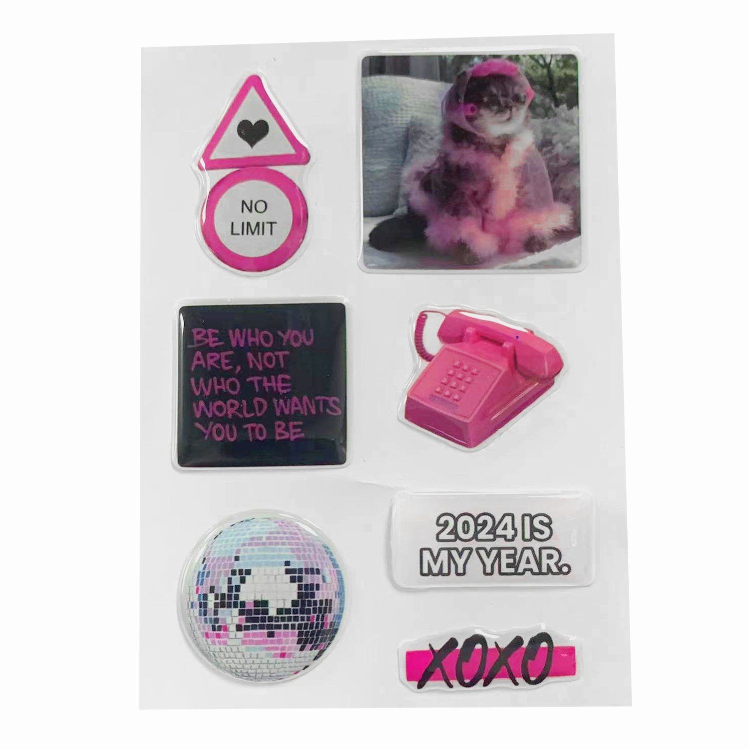 Wholesale 3D Phone Case Cover Sticker Printing Custom Printed Design Logo Epoxy Resin Dome kiss Cut Stickers Sheet With A6 Size