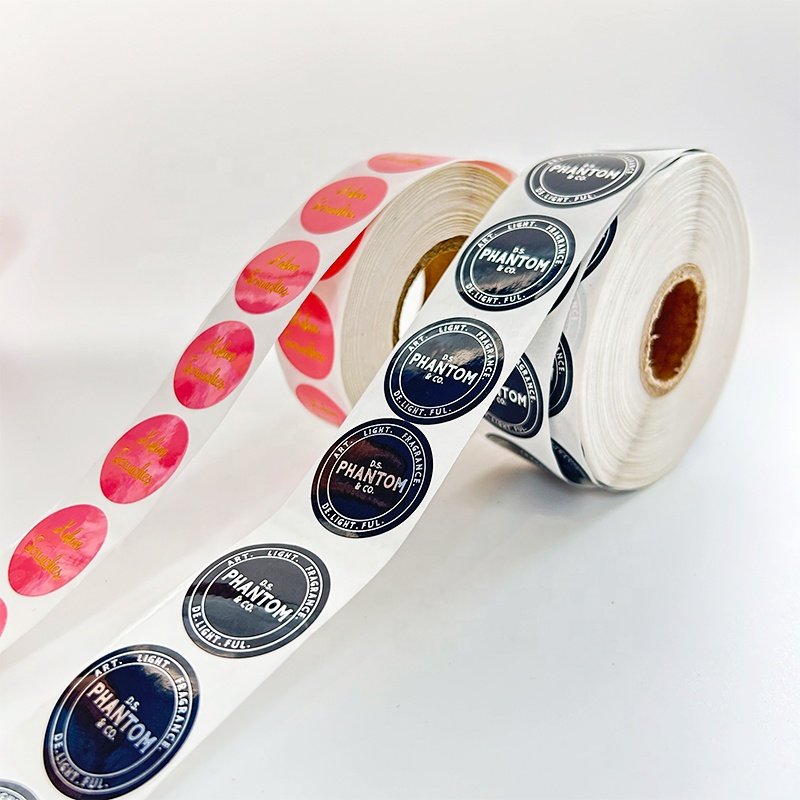 Wholesale Cheap Custom Waterproof Packaging Label Logo Sticker Rolls Strong Adhesive PVC Paper Vinyl Label Sticker Rolls