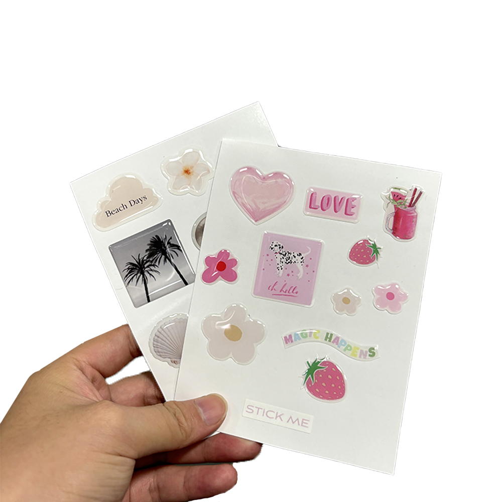 Custom Phone Case Epoxy Stickers Sheet Phone back Domed Gel Stickers Kiss Cut Resin Sticker Decorative Decals