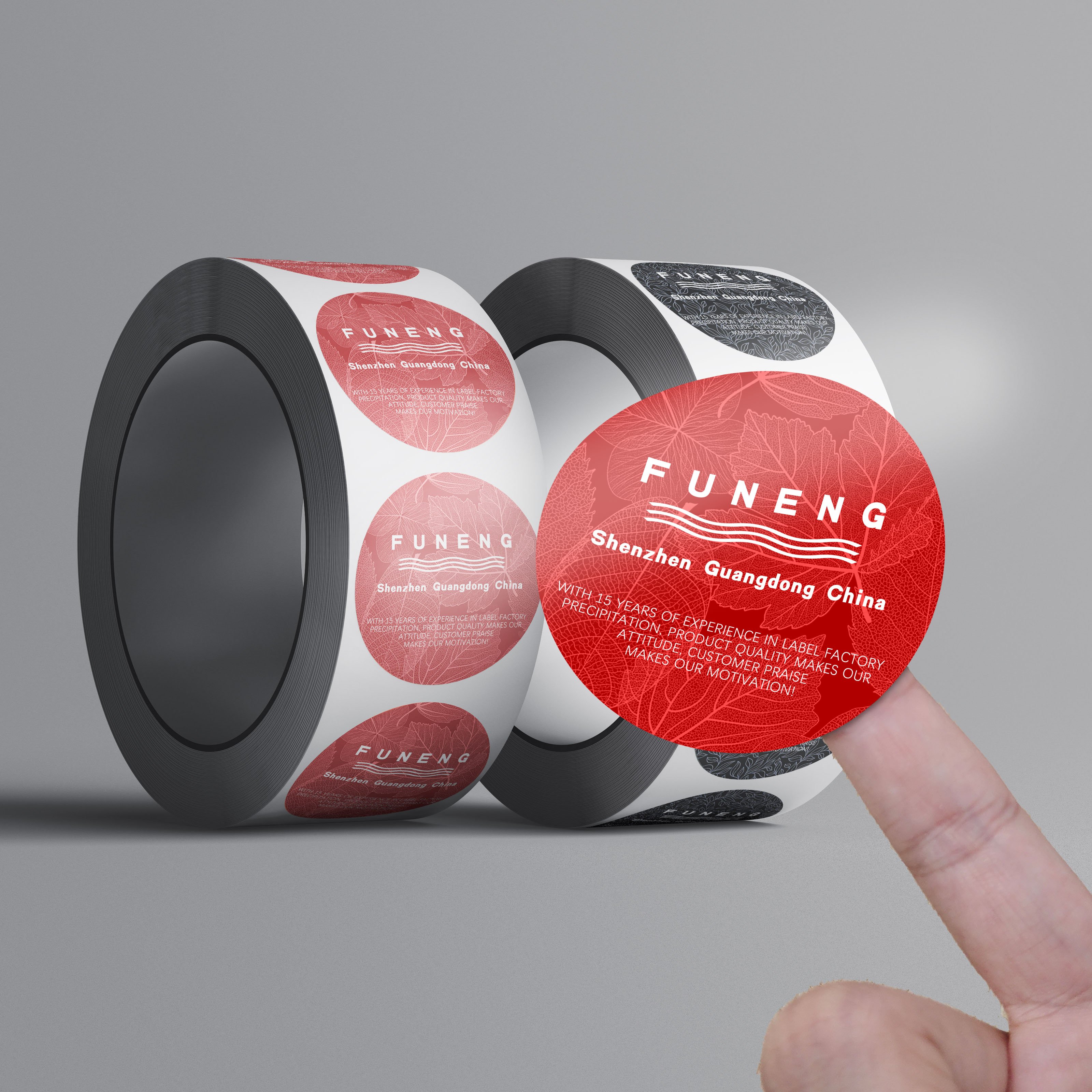 Factory high quality round black waterproof label PET sticker custom printing logo custom sticker
