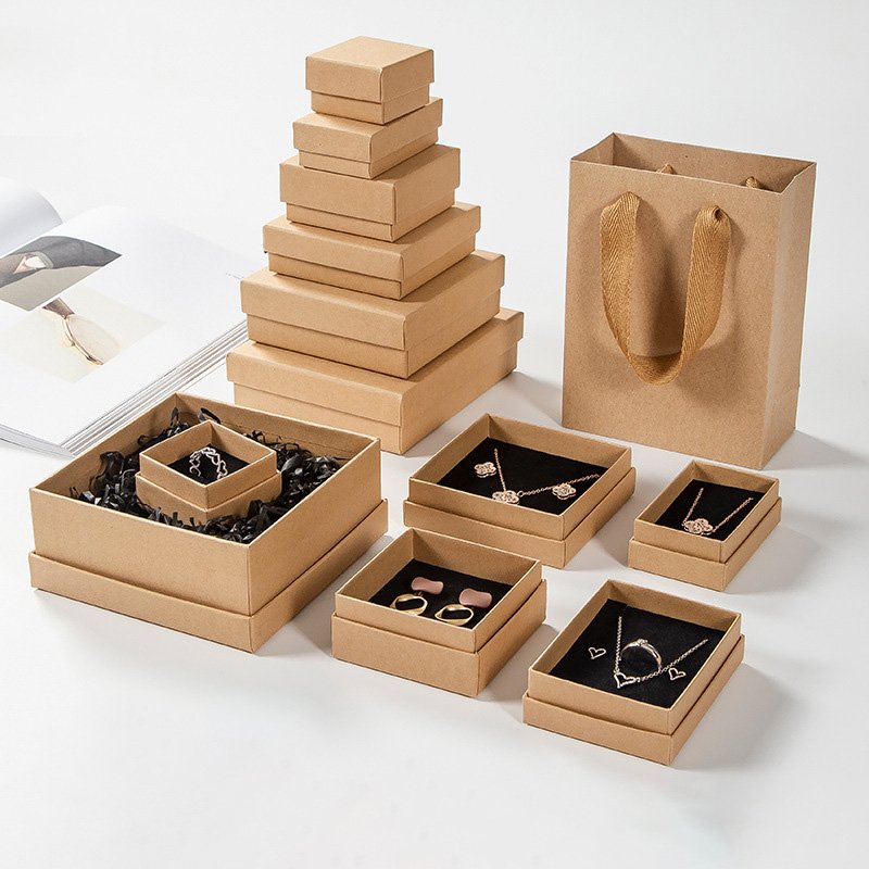 Custom Logo Cardboard Jewelry Packaging Luxury Bracelet Necklace Ring Watch Gift Box Velvet Lid And Base Jewelry Box