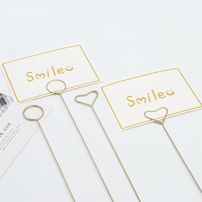 10pcs/Pack Round Pentastar Heart-shaped Gold Metal Flower Card Holder Sticker Metal Flower Packaging Accessories