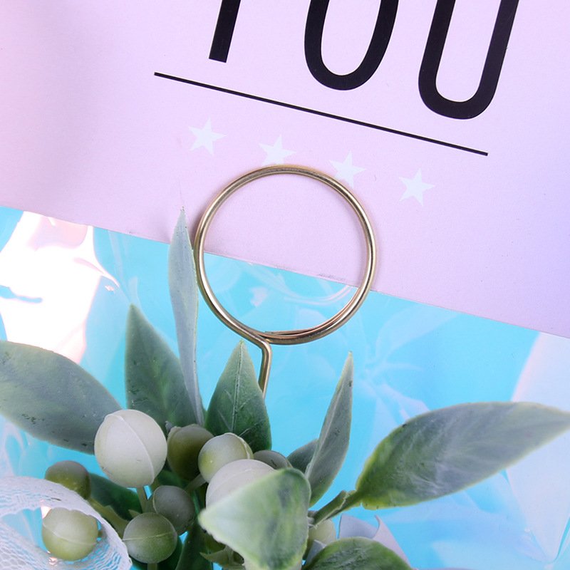 10pcs/Pack Round Pentastar Heart-shaped Gold Metal Flower Card Holder Sticker Metal Flower Packaging Accessories