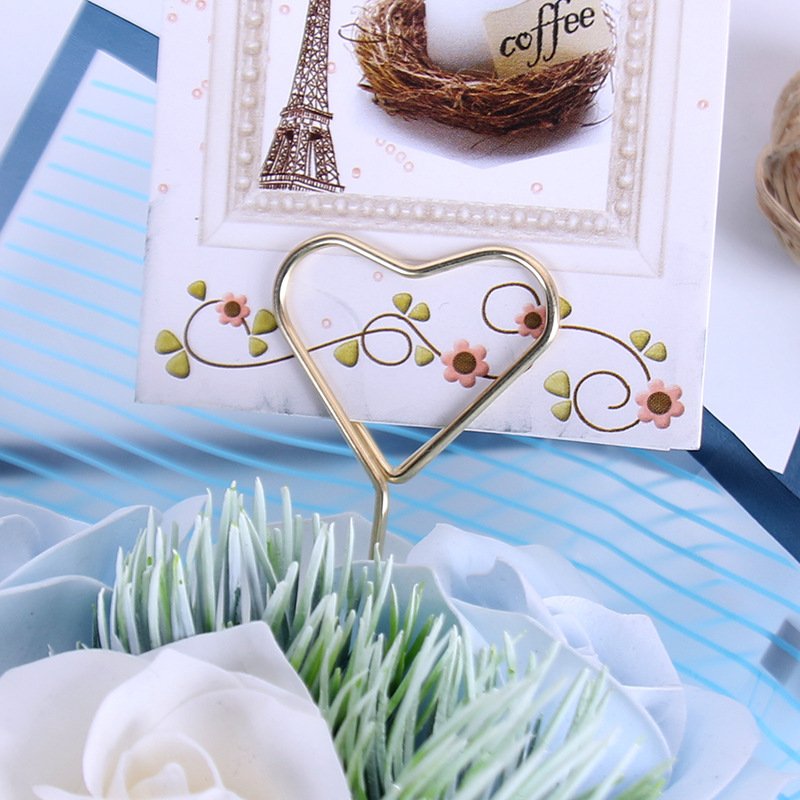 10pcs/Pack Round Pentastar Heart-shaped Gold Metal Flower Card Holder Sticker Metal Flower Packaging Accessories
