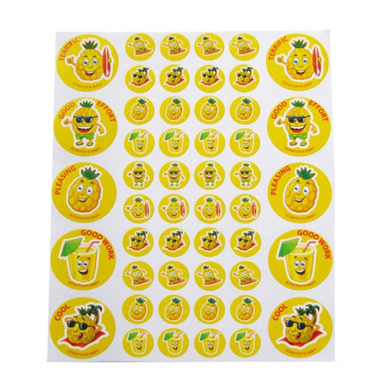 Custom Scratch and Sniff Scented Stickers Reward Sticker Cute Incentive Vinyl Sticker for kids as gifts and rewards